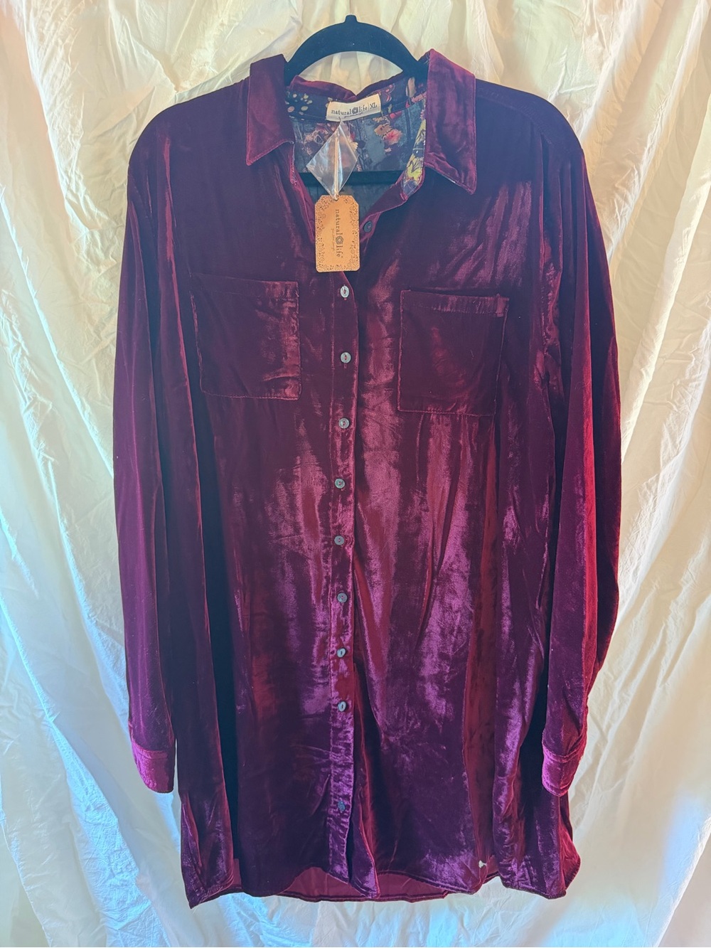 NATURAL LIFE Women's Velvet High-Low Dress - Deep Wine